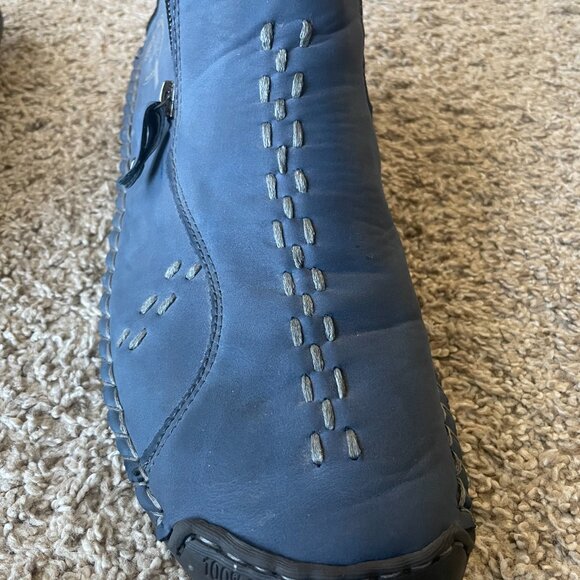 Fashion Men’s Blue Leather Ankle Boots with Zipper ,Casual Flat Sport-10 ,10.5 main image 2